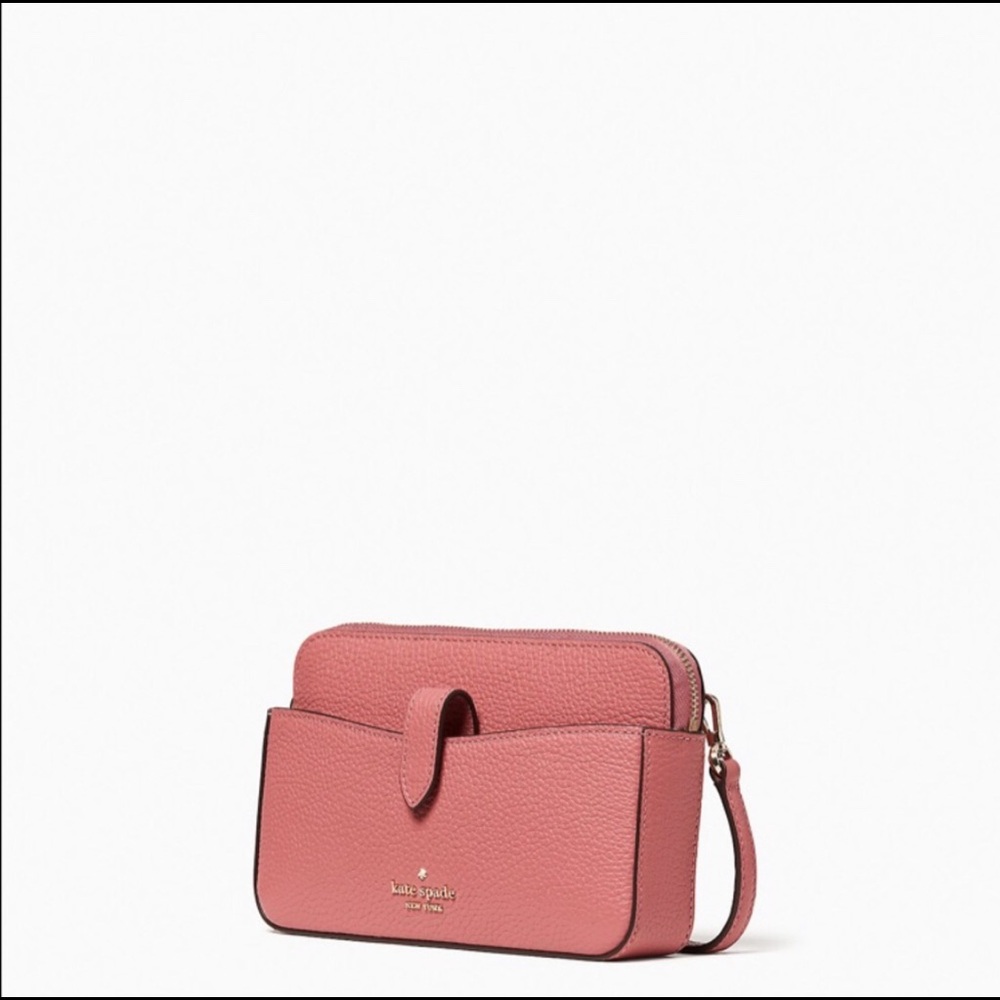 ♠️ kate spade ♠️ Leila Small Tab Leather Crossbody Bag, Pomegranate Pink - Picture 3 of 14